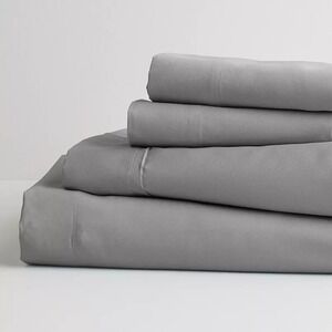 The Big One Easy Care 3 Piece Twin Size Sheet Set in Medium Grey NEW